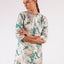 Cocktail Dress Beige Green 3/4 Sleeves Leafs Embellished Round Neck