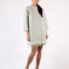 Coat Green Leafs Print Natural Linen Round Neck Loose Fit