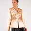 Jacket Salmon Silk Lace Applique Asymmetrical Pleats Embroidered Long Sleeves