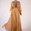 Cape Gown Taupe Silk Appliqué Embroidered Braid Halter Neck