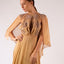 Cape Gown Taupe Silk Appliqué Embroidered Braid Halter Neck