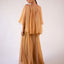 Cape Gown Taupe Silk Appliqué Embroidered Braid Halter Neck