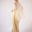 Cape Gown Ivory Silk Embroidered Pleated Heart White Feathers Handmade Flowers