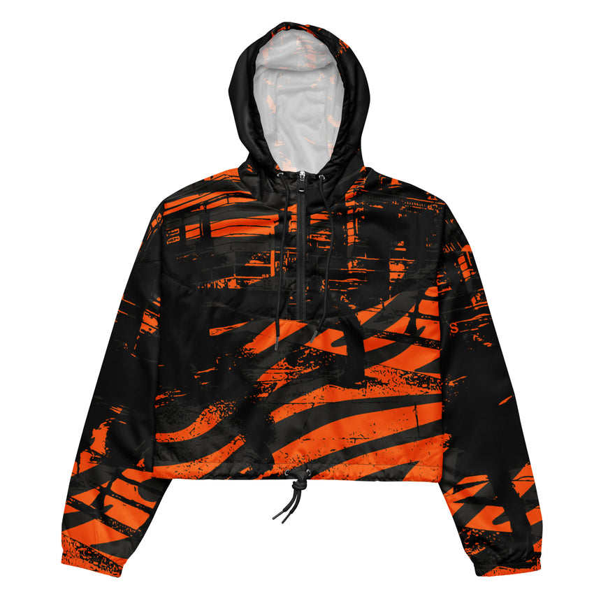 Urban Women’s Orange Black Cropped Windbreaker