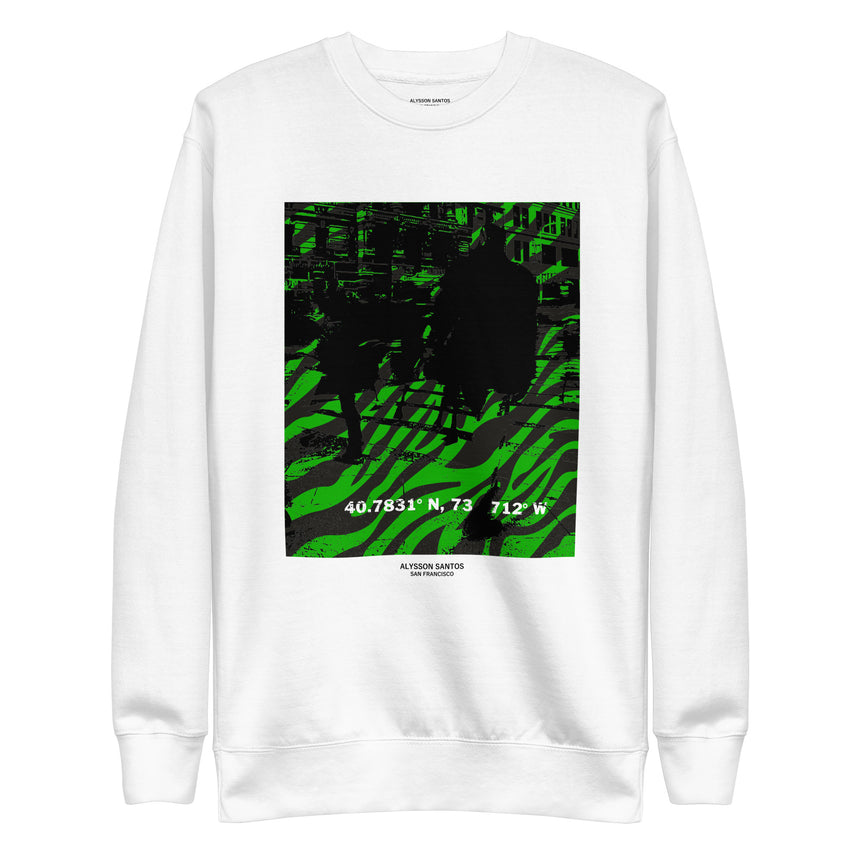 Urban Green Black Graphic Fleece Unisex Pullover Sweater